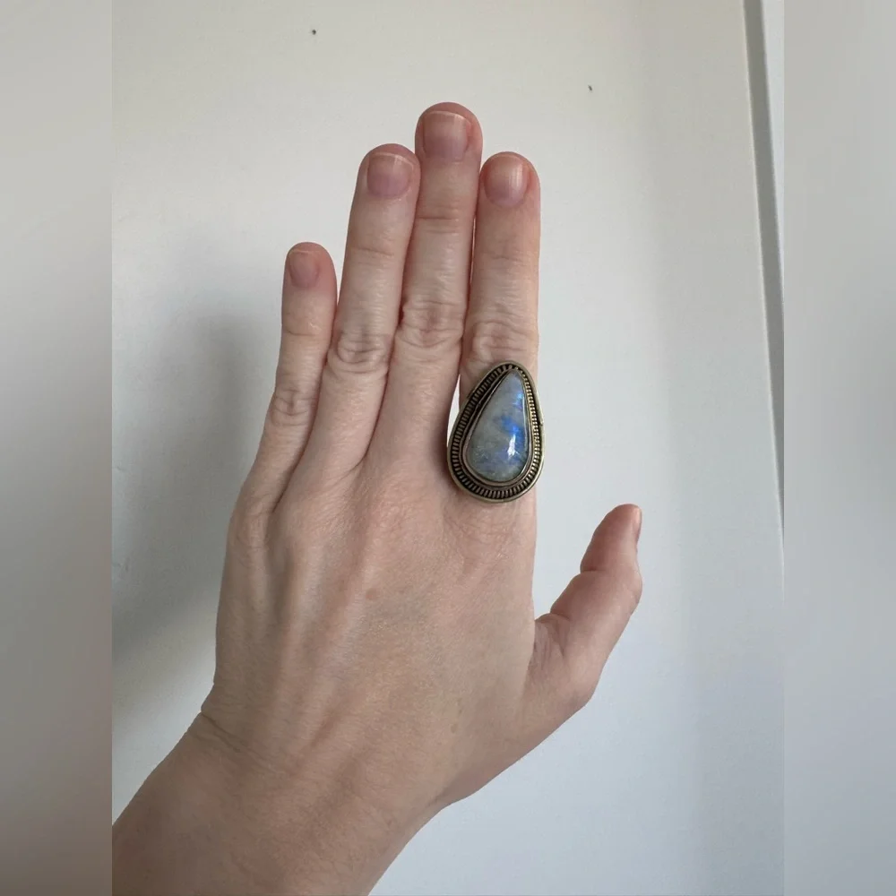 Rainbow Moonstone Ring - Picture 2 of 7